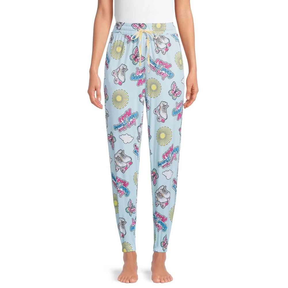 Briefly Stated Women's Pajama Pants Sleep Jogger Roller Skates Blue‎ XL (16-18)